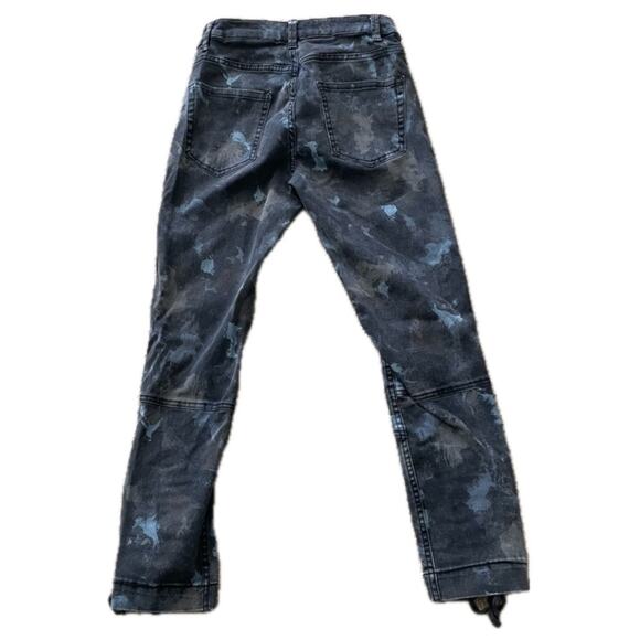 H&M LOGG Skinny Jeans Crop Moto Brush Stroke Print Lace Up Women’s 6 Gray Blue - Picture 3 of 9